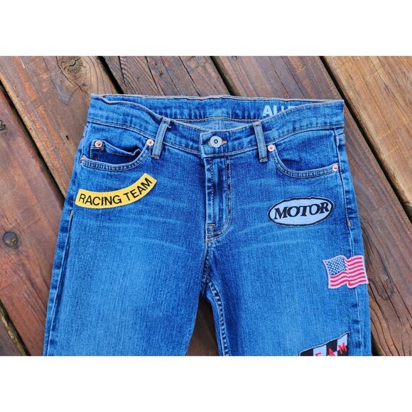 RARE Vintage 90s Allen B Racing Flare Jeans 28 USA NASCAR Drag Race Speedway Y2K - Picture 5 of 17